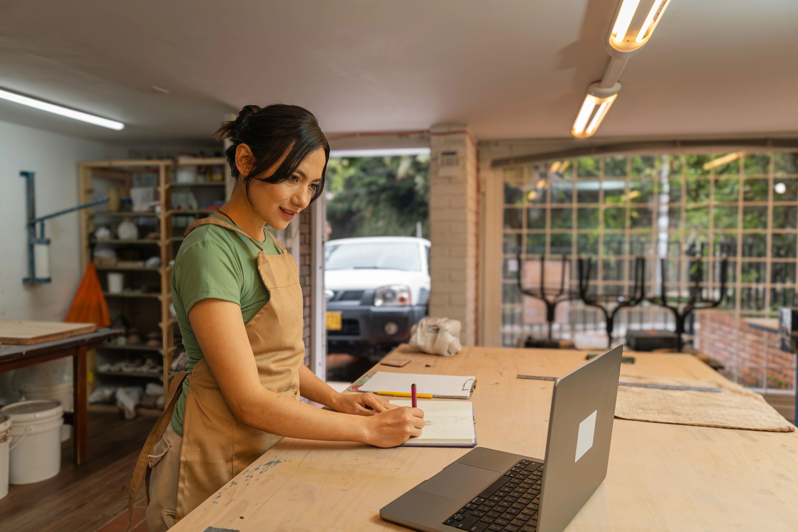 Professional collaborator working at a table